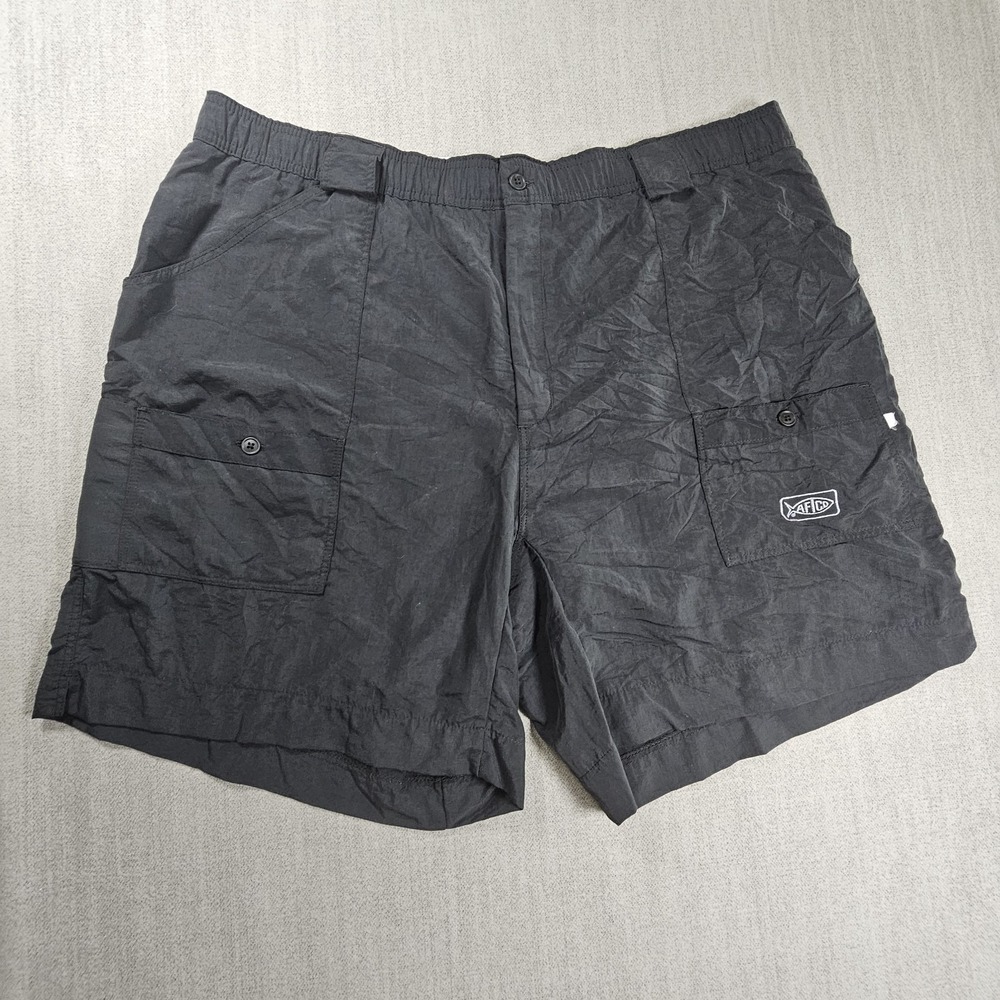 Vintage Afico Blue Water Black Cargo Shorts Men's Size W43 Nylon Fishing  Y2K